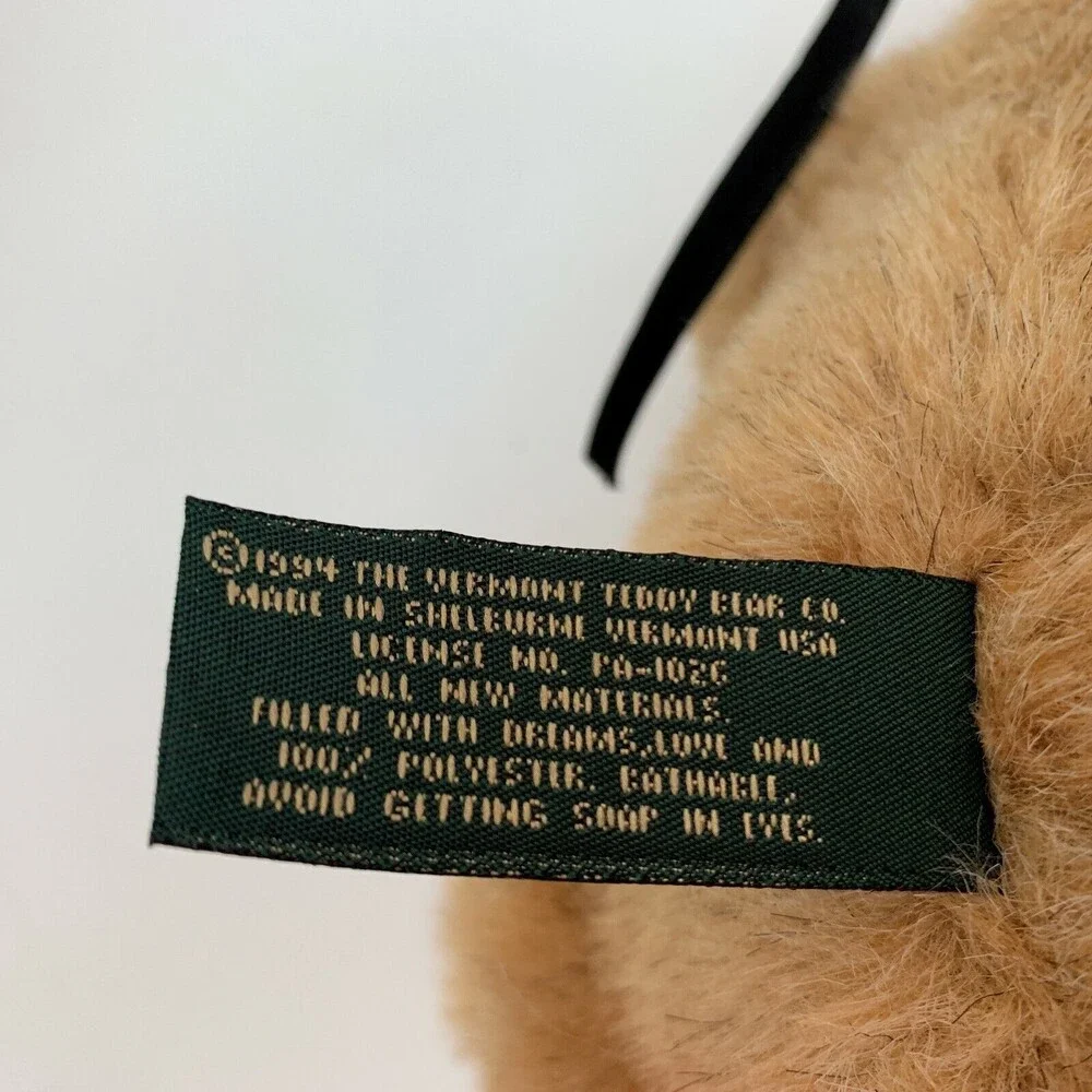 The Vermont Teddy Bear Plush Stuffed‎ Animal Brown 1994 Movable Arms 17